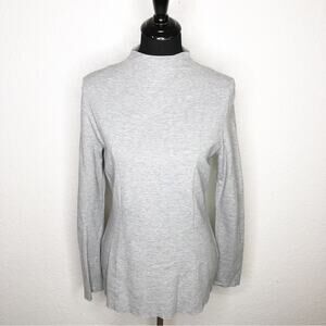 COS gray mock turtleneck zip back knit top size Medium